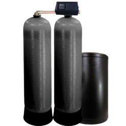 large dual commercial water softener with fleck 9100 SXT valve