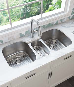 three basin kitchen sink
